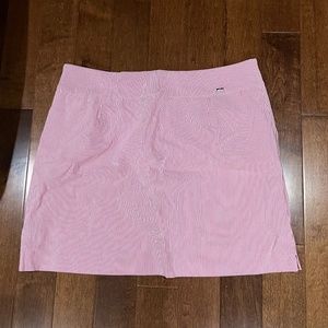 Pink and white pinstriped skort